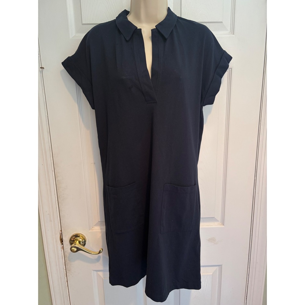 Banana Republic Navy Blue Cotton Polo Dress Short Sleeve Pockets S Coastal chic